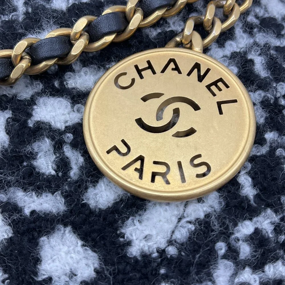 Chanel 2022 Black / White / Gold Hardware Camellia Hobo Bag